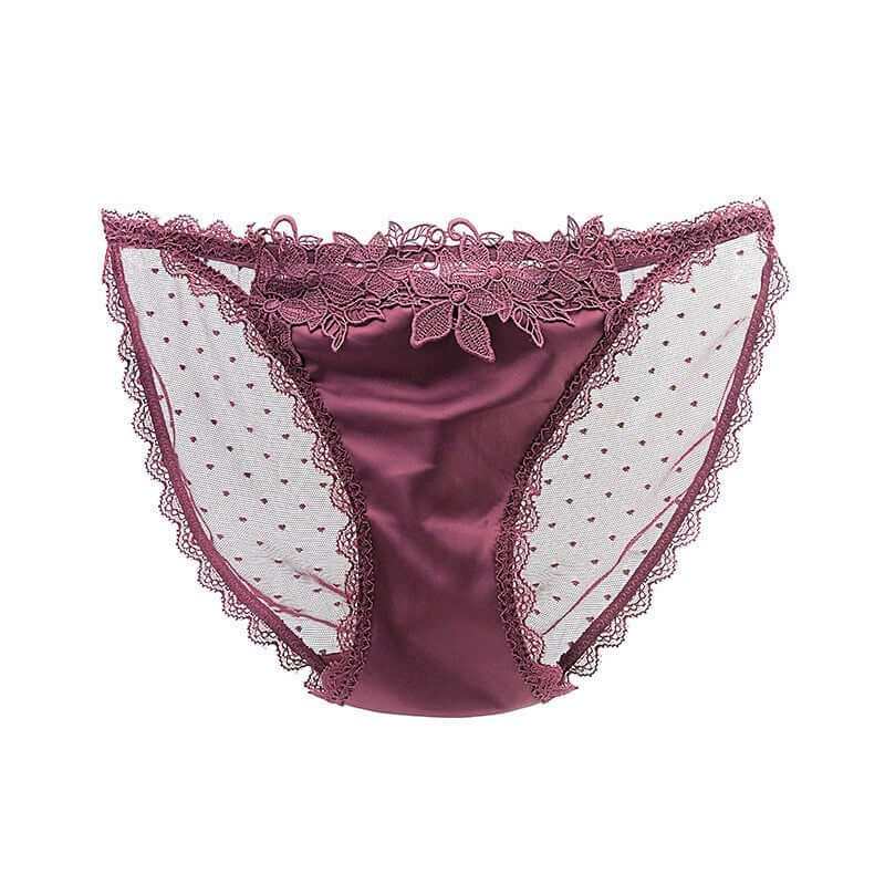 Mesh see-through low waist women's underwear in bold color.