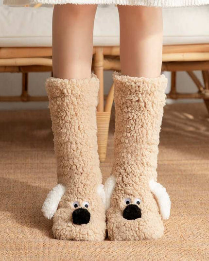 Cute Cartoon Doggy  Winter Warm Non-slip Plush Socks For Women - Plush Fashion Shop #