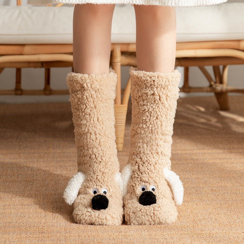 Cute Cartoon Doggy  Winter Warm Non-slip Plush Socks For Women - Plush Fashion Shop #