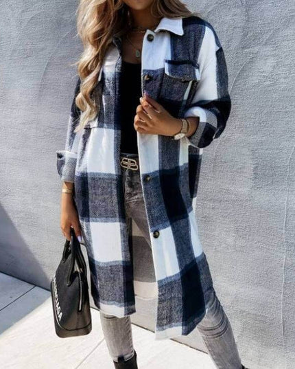 New Style Lengthened Plaid Shirt Women's Clothing - Plush Fashion Shop #