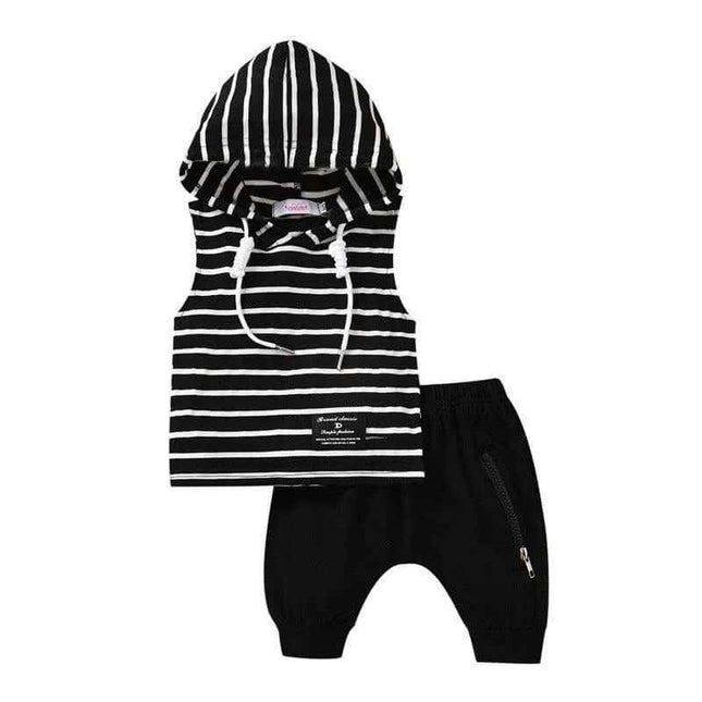 Boys' Hooded Striped Tank Top Pants Set - Plush Fashion Shop #