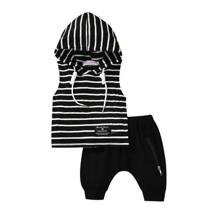 Boys' Hooded Striped Tank Top Pants Set