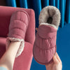 Thick non-slip cotton shoes for women with velvet lining, rainproof upper, and PVC sole for warmth and comfort.