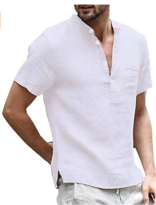 Casual Linen Solid Color Shirt Button V Neck Men Summer TopsElevate your summer style with our Casual Linen Solid Color Shirt! The unique design and variety of colors allow for endless options to match your personal style. MaMen's Polo ShirtsPlush Fashions ShopPlush Fashion Shop