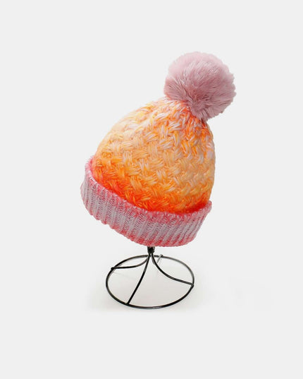 Gradient Knit Hat with Pompom - Plush Fashion Shop #