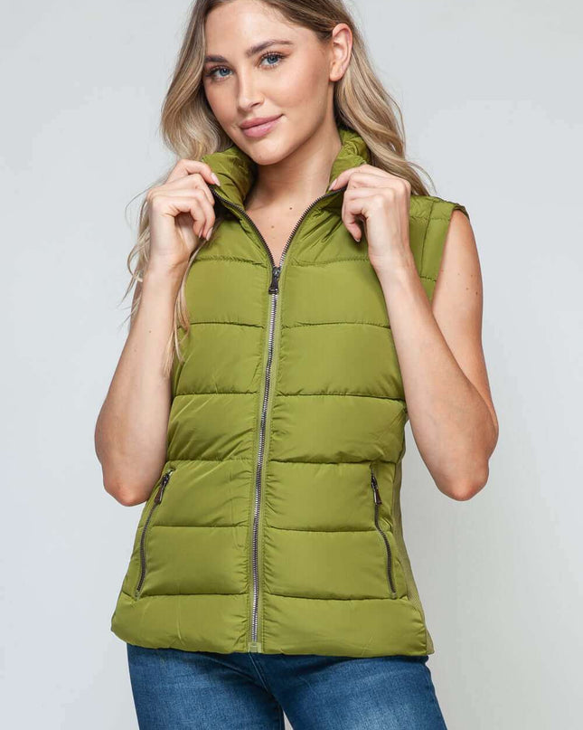 Snobbish Zip Up Turtleneck Vest with Pockets - Plush Fashion Shop #