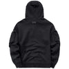 Men's black wind mask hoodie back view, showcasing functional design and comfortable loose fit, perfect for spring and autumn.