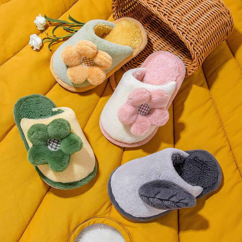 Parent-child Cute Cartoon Indoor Non-slip Soft-soled Cotton Slippers