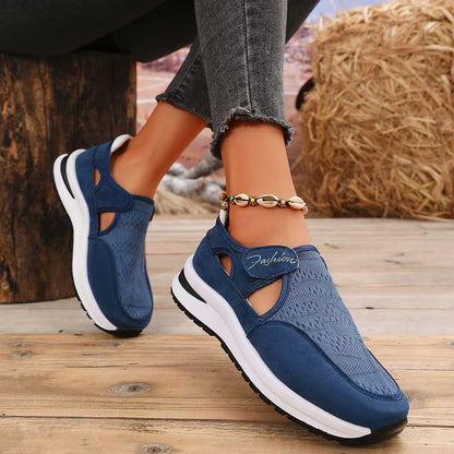 Women's Mesh Round Toe Platform Sneakers