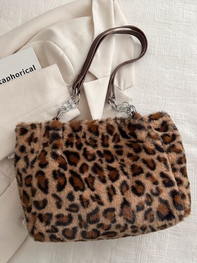 Ladies fluffy Leopard print Shoulder Bag