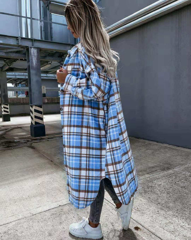 New Style Lengthened Plaid Shirt Women's Clothing - Plush Fashion Shop #