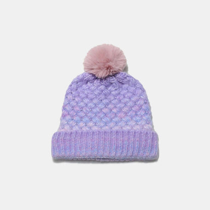 Gradient Knit Hat with Pompom - Plush Fashion Shop #