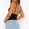 Women's V-neck camisole with lace vest, back zipper design, summer slim sleeveless top.