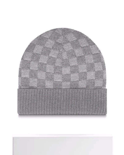 Chessboard Plaid Knitted Hat For Women - Plush Fashion Shop #