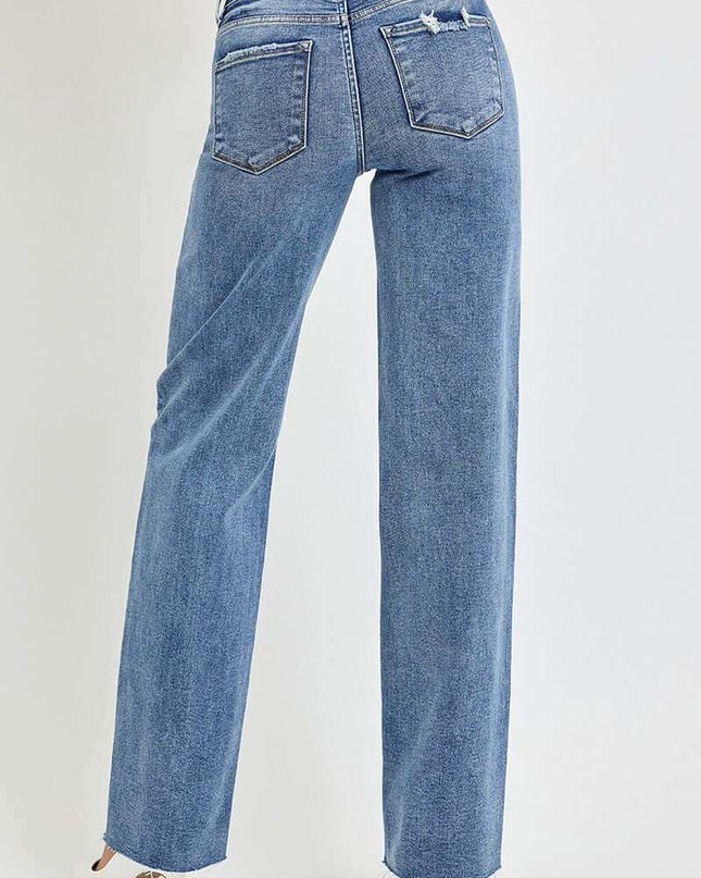 RISEN Full Size High Rise Straight Leg Jeans with Pockets - Plush Fashion Shop #