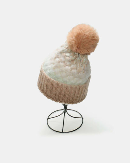 Gradient Knit Hat with Pompom - Plush Fashion Shop #