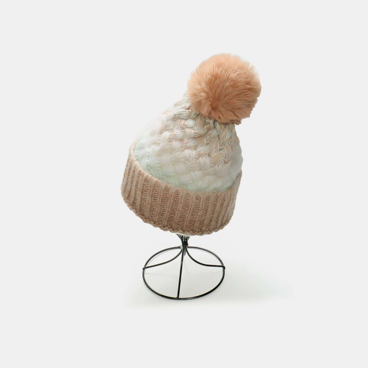 Gradient Knit Hat with Pompom - Plush Fashion Shop #