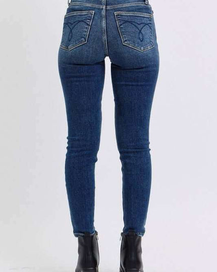 Judy Blue Full Size Run Mid-Rise Waist Skinny Jeans with Thermal Lining - Plush Fashion Shop #