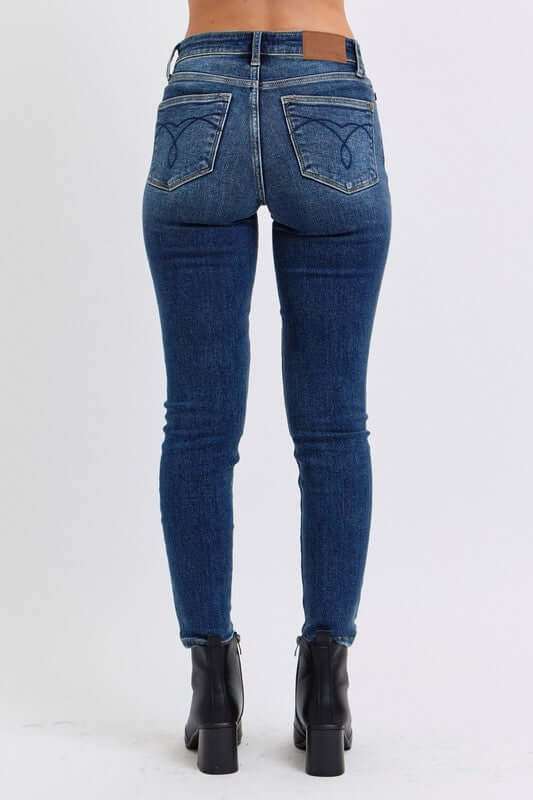 Judy Blue Full Size Run Mid-Rise Waist Skinny Jeans with Thermal Lining - Plush Fashion Shop #