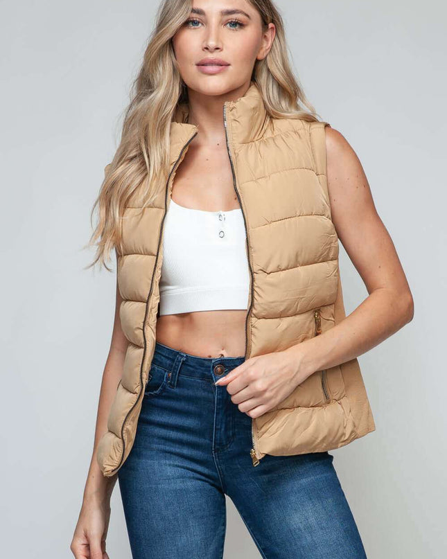 Snobbish Zip Up Turtleneck Vest with Pockets - Plush Fashion Shop #