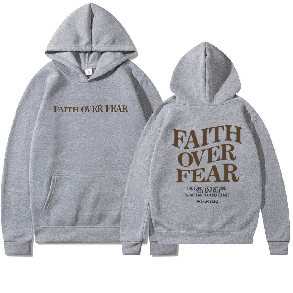 Faith Over Fear Men's And Women's Hoodies SweaterEmbrace your faith with our Faith Over Fear hoodies! Available in multiple colors and sizes, these hoodies feature a stylish letter pattern and top-stitched pockets.SweaterPlush Fashions ShopPlush Fashion Shop