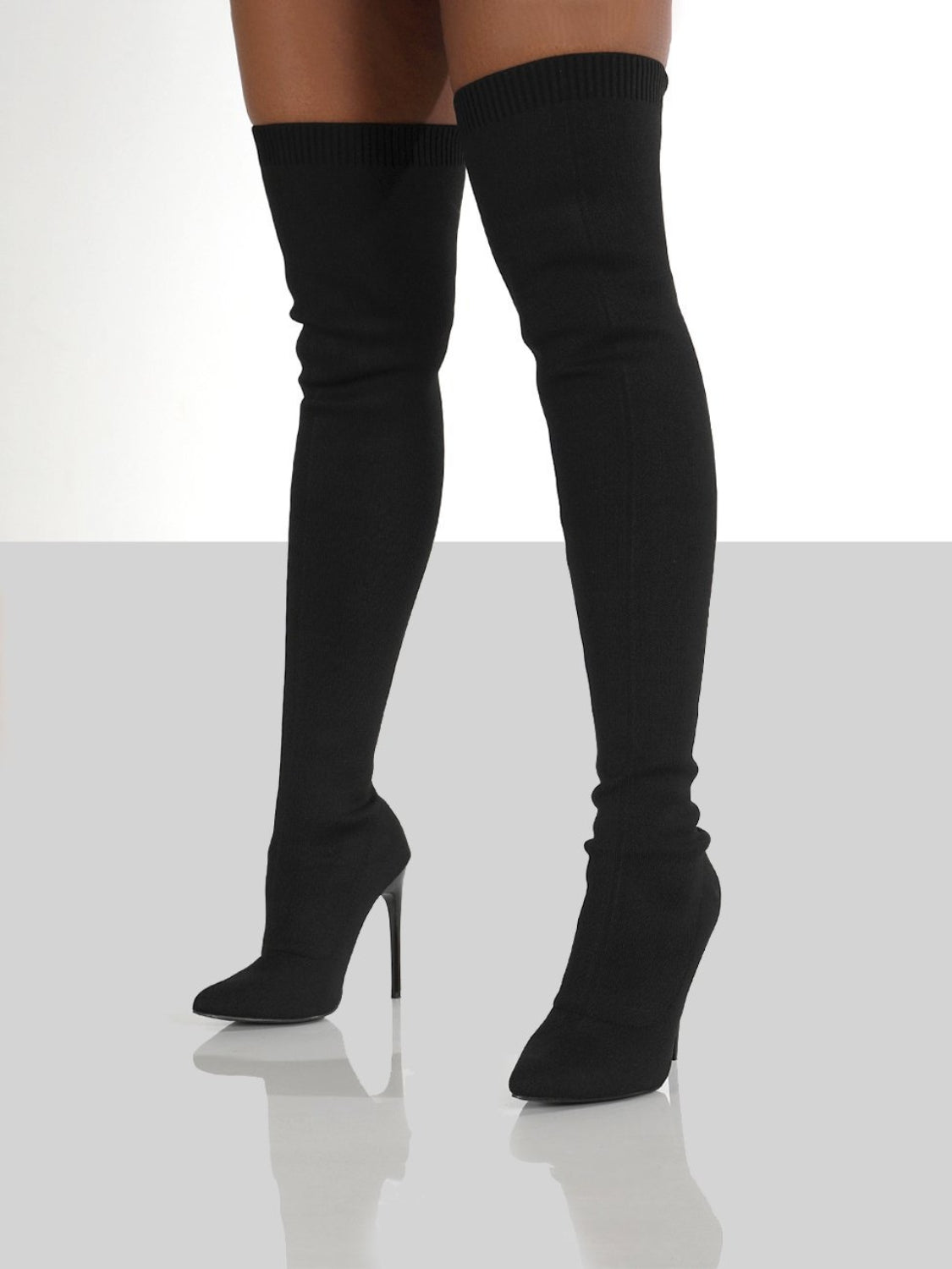 Point Toe Over Knee Stiletto Boots - Plush Fashion Shop #