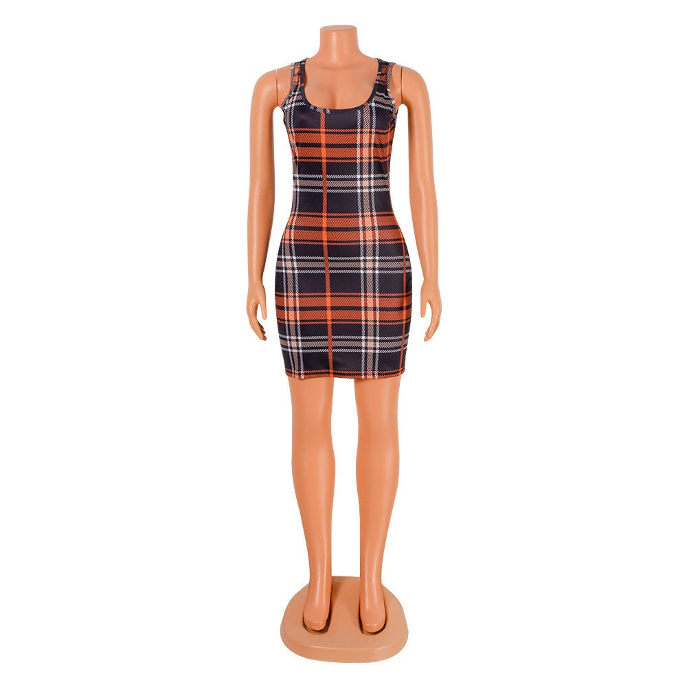 Womens Sleeveless Plaid Vest Dress - Plush Fashion Shop #