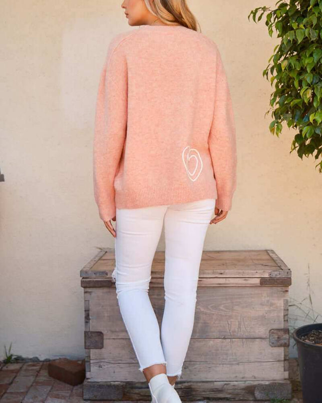 The WIFEY & Heart Round Neck Sweater - Plush Fashion Shop #