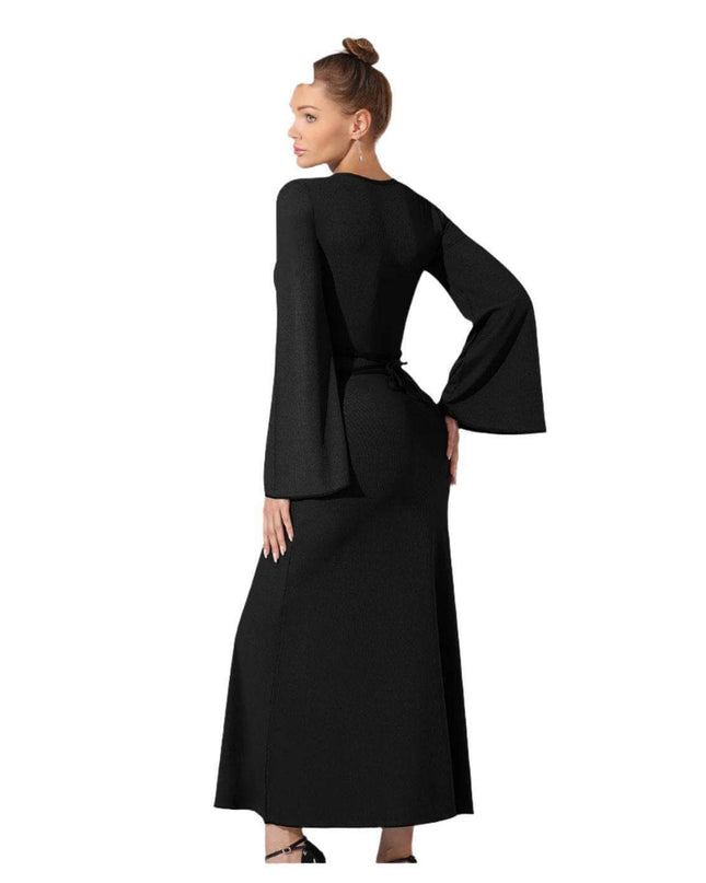 Women's fashion solid color dress in black, elegant and stylish design.