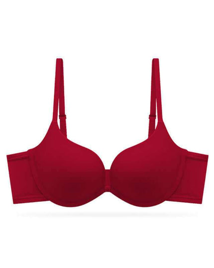 Seamless Underwear for Women, Push-up Thin Bra with Double-Shoulder Straps in Red.