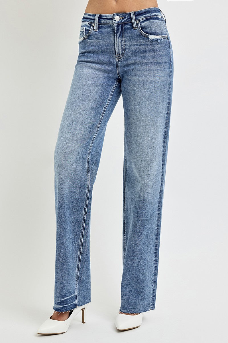 RISEN Full Size High Rise Straight Leg Jeans with Pockets - Plush Fashion Shop #