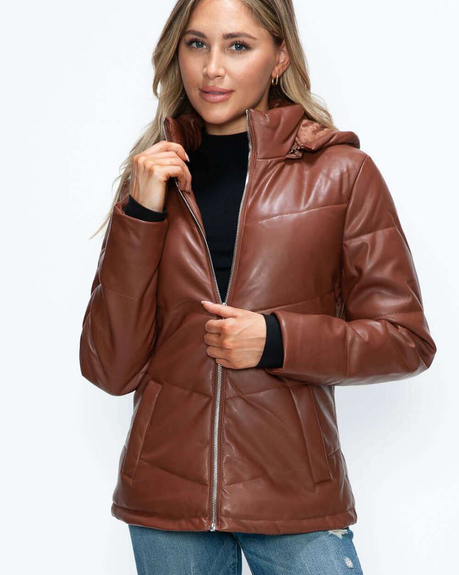 How Dare U Pocketed Zip Up Puffer Jacket with Removable Hood - Plush Fashion Shop #