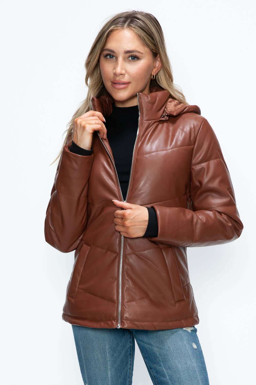 How Dare U Pocketed Zip Up Puffer Jacket with Removable Hood - Plush Fashion Shop #