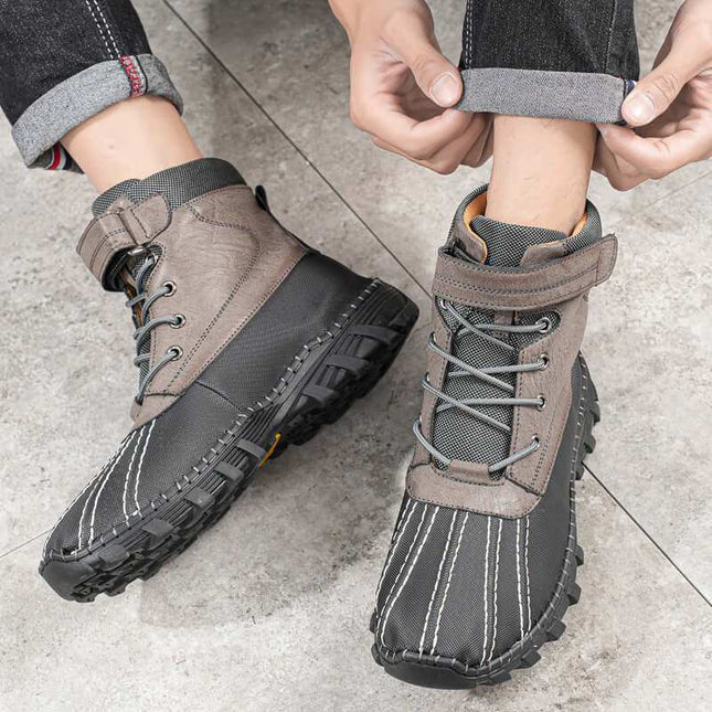 Winter Fleece Lace-up Snow Boots For Men & Women Waterproof And Anti-slip Outdoor Work Boot - Plush Fashion Shop #