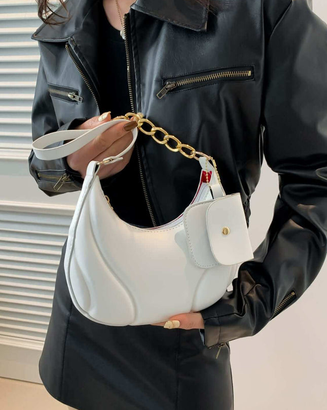 PU Leather Shoulder Bag with EarPods Bag - Plush Fashion Shop #