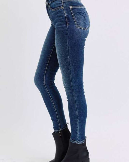 Judy Blue Full Size Run Mid-Rise Waist Skinny Jeans with Thermal Lining - Plush Fashion Shop #