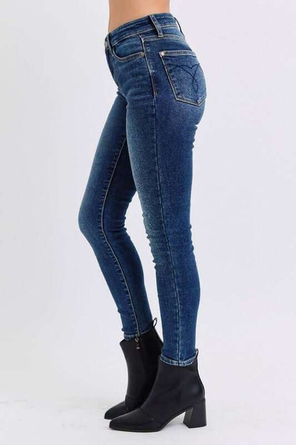 Judy Blue Full Size Run Mid-Rise Waist Skinny Jeans with Thermal Lining - Plush Fashion Shop #