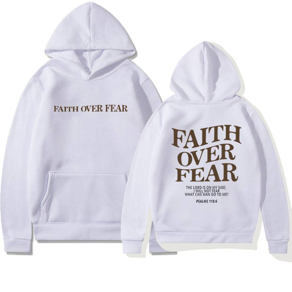 Faith Over Fear Men's And Women's Hoodies SweaterEmbrace your faith with our Faith Over Fear hoodies! Available in multiple colors and sizes, these hoodies feature a stylish letter pattern and top-stitched pockets.SweaterPlush Fashions ShopPlush Fashion Shop