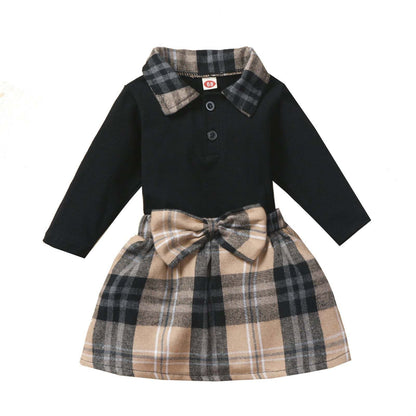 New Children's Long-sleeved Shirt Plaid Skirt SuitTransform your little one's wardrobe with our Ins New Children's Clothing Long-sleeved Shirt Plaid Skirt Suit! Featuring a stylish plaid pattern, this suit exudes a 0Plush Fashions ShopPlush Fashion Shop