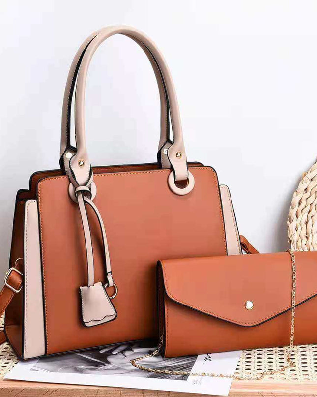 Women's fashion handbags with PU material, European-American style, featuring large size, sequin details, in orange and tan tones.