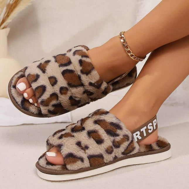 Leopard Open Toe Slippers - Plush Fashion Shop #