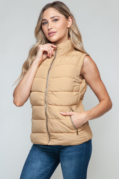 Snobbish Zip Up Turtleneck Vest with Pockets - Plush Fashion Shop #