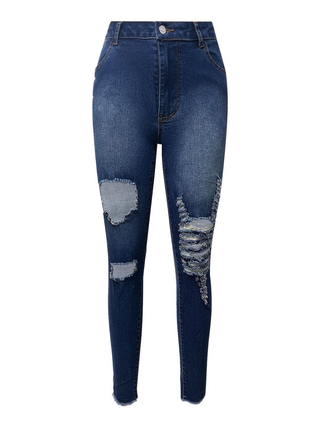 Distressed Skinny Jeans with Pockets - Plush Fashion Shop #