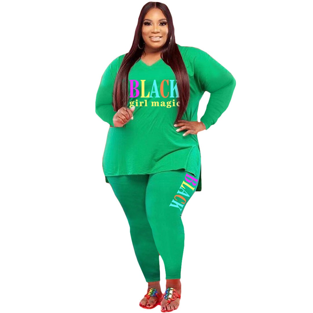 Women's Plus Size Sports And Leisure Printed Two-piece setThis Women's Plus Size Sports And Leisure Printed Two-piece Suit is perfect for active women who want to look stylish and comfortable while working out or lounging. 2 piece Pants setPlush Fashions ShopPlush Fashion Shop