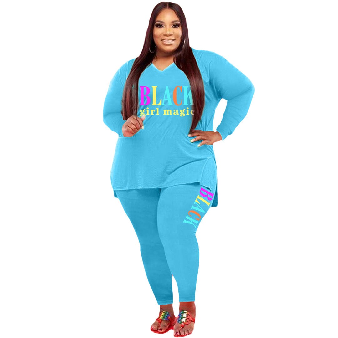 Women's Plus Size Sports And Leisure Printed Two-piece setThis Women's Plus Size Sports And Leisure Printed Two-piece Suit is perfect for active women who want to look stylish and comfortable while working out or lounging. 2 piece Pants setPlush Fashions ShopPlush Fashion Shop