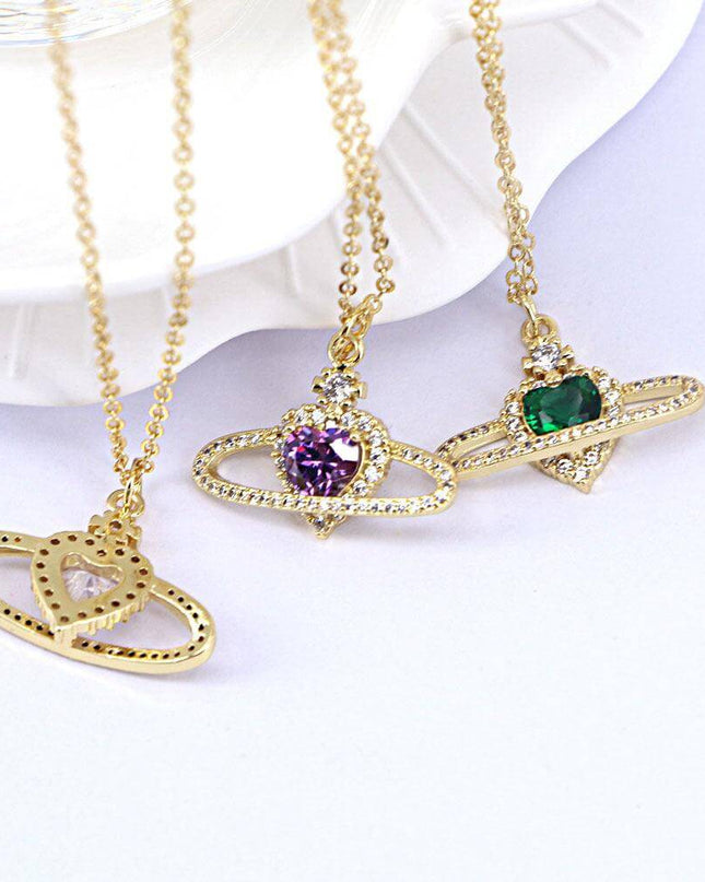 Ladies Fashion Personality Zircon Love Necklace Women - Plush Fashion Shop #