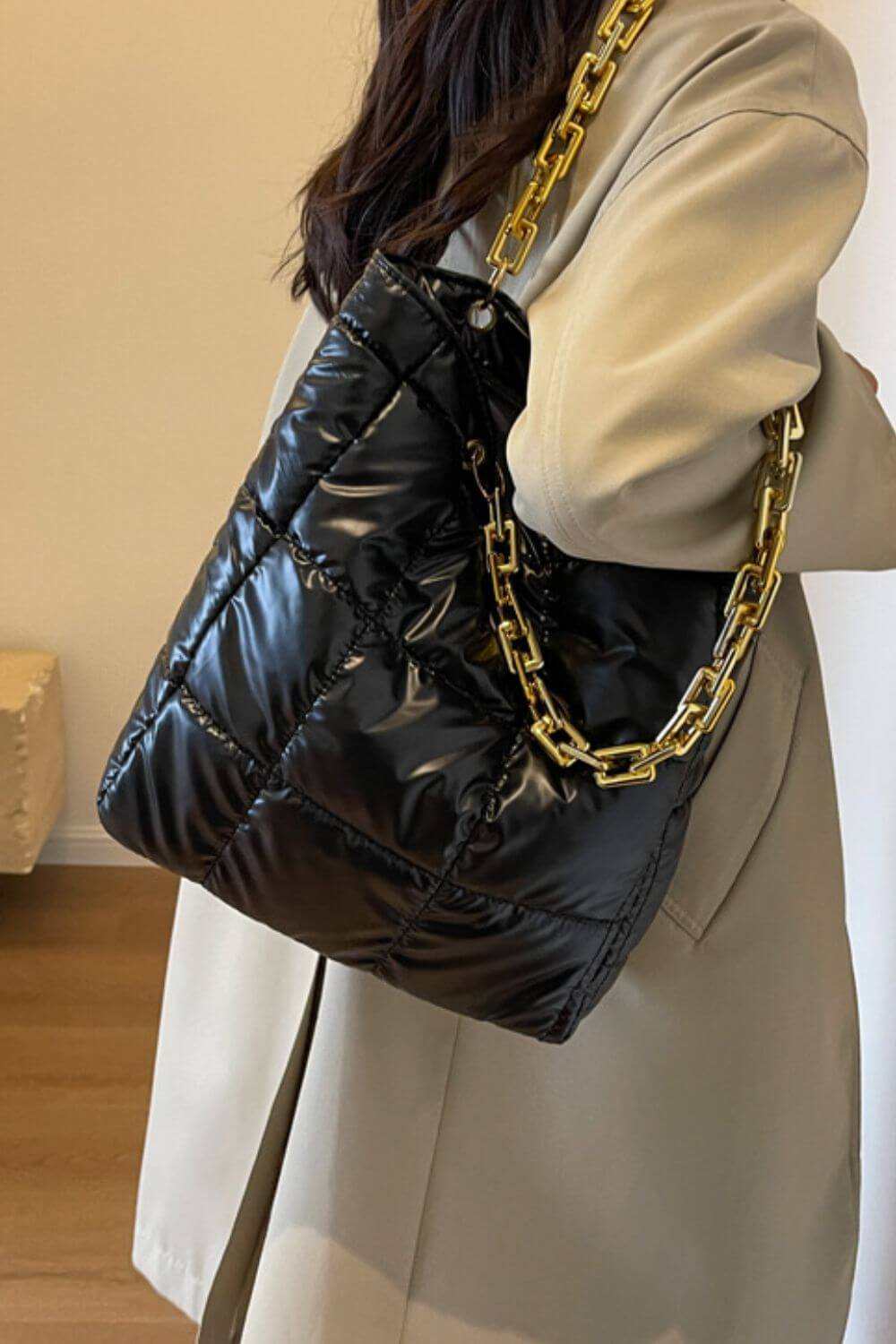 Ladies Bubble Texture Chain Handbag - Plush Fashion Shop #