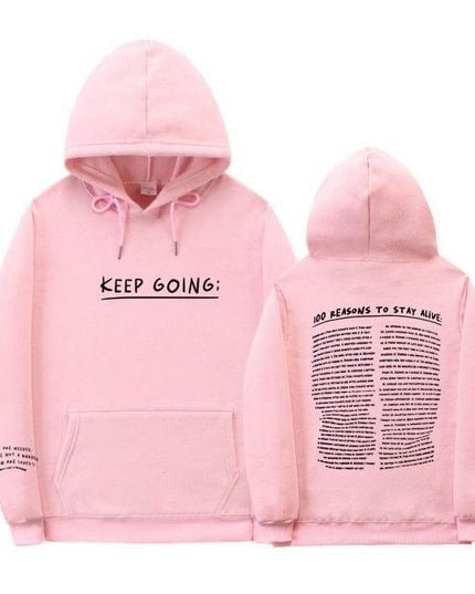 Printing Sweatshirt - Letter Printing Long-sleeved Drawstring Hooded Sweatshirt With PocketsWomens - Plush Fashion Shop #