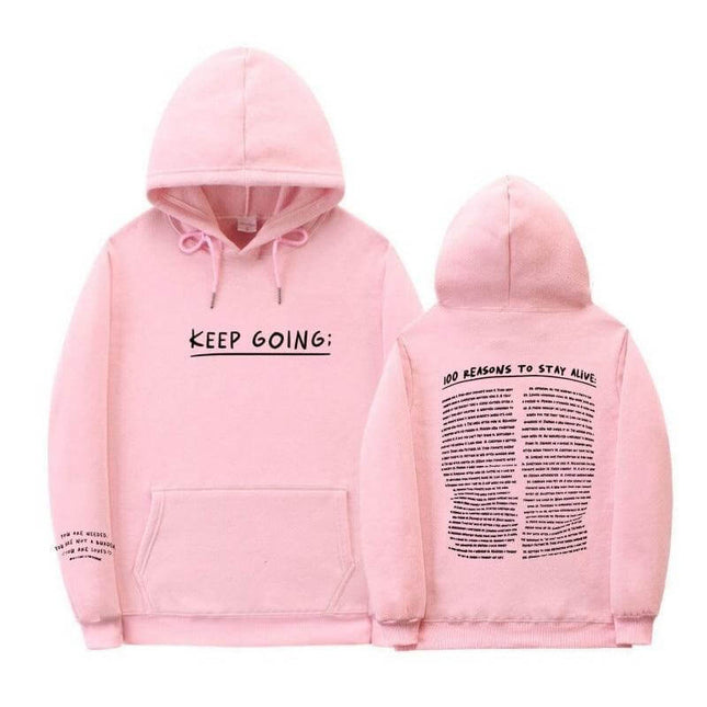 Printing Sweatshirt - Letter Printing Long-sleeved Drawstring Hooded Sweatshirt With PocketsWomens - Plush Fashion Shop #