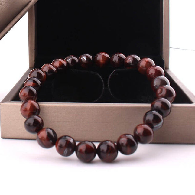 Tiger Eye Bracelet! Vintage Style  8mm Red Tiger Eye Bracelet - Plush Fashion Shop #